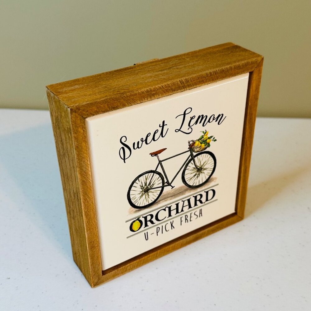 Sweet Lemon Orchard U-Pick Fresh Bicycle Decor Sign Wall Art Lemon Decoration